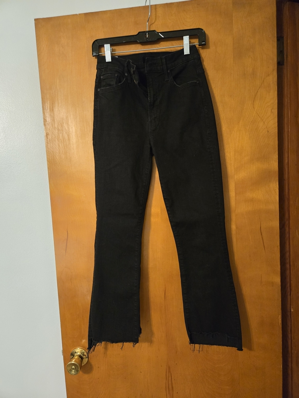 Mother The Insider Crop Step Fray Jeans Not Guilty Black Size 27